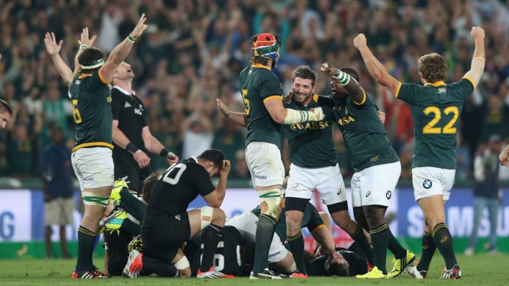 South Africa forced New Zealand to produce a staggering 252 tackles in their recent Rugby Championship match in Johannesburg. Photograph: David Rogers/Getty Image