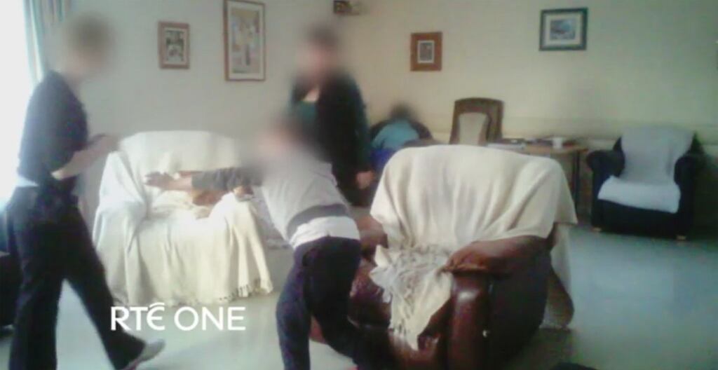 A still image from the RTÉ Prime Time video about alleged abuses in Bungalow Three at Áras Attracta Care Home in Swinford Co Mayo. The programme will be broadcast on Tuesday. Photograph: RTÉ