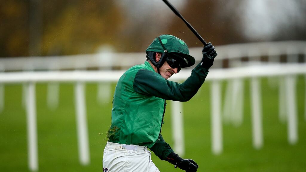 Ruby Walsh after falling from Footpad at Naas. Photograph: Oisin Keniry/Inpho