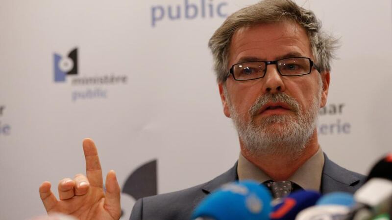Belgian Federal prosecutor Eric Van der Sypt speaks to reporters in Brussels, Belgium, on Friday, the day after an anti-terrorism operation took place in Verviers and Brussels. Photograph: EPA