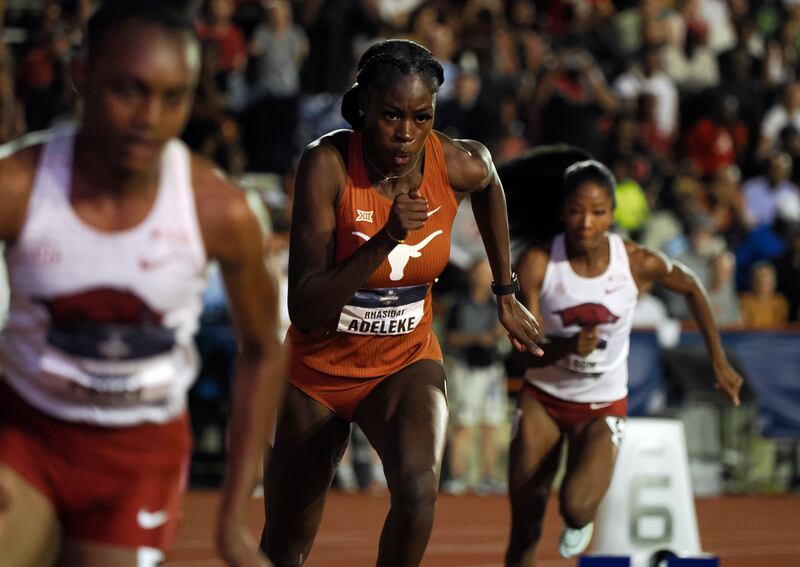 Rhasidat Adeleke during the Women’s 400m Final at the NCAA Track And Field Championships, Myers Stadium, Austin, Texas, on Saturday. Photograph: Brendan Maloney/Inpho