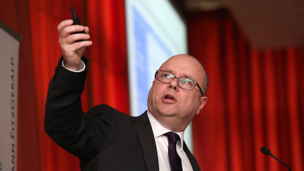 General secretary designate of the Forsa trade union Kevin Callinan addresses the Industrial Relations News (IRN) Conference at IMI, Sandyford. Photograph: Laura Hutton