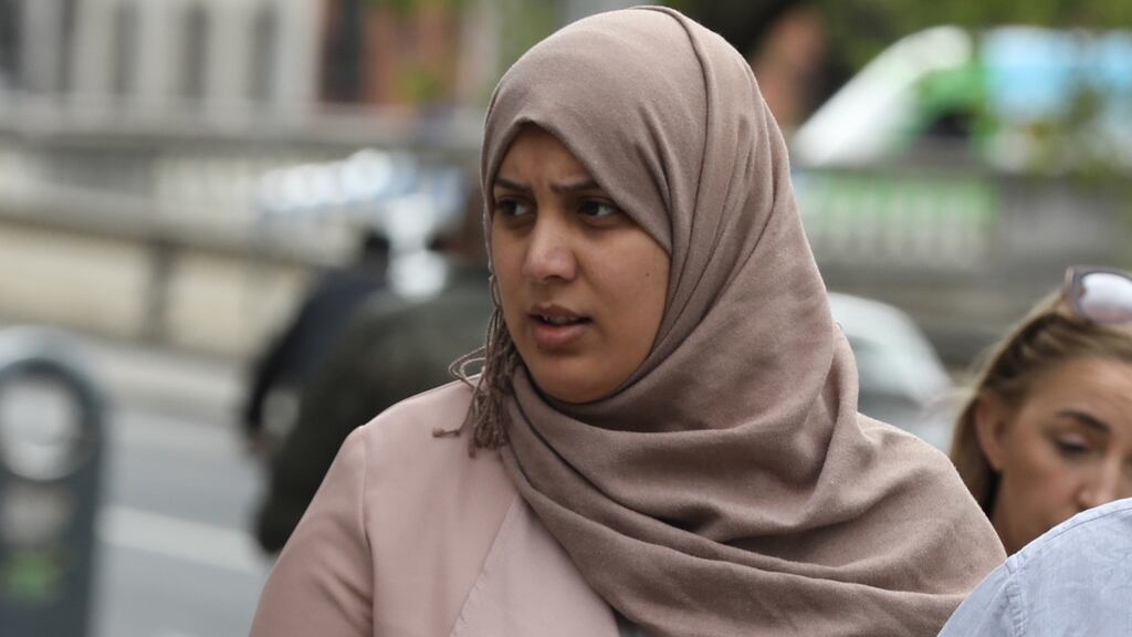 Rasha Akkazah, with an address at North King Street, Dublin, pictured leaving court after her son’s damages claim failed. Photograph: Collins Courts