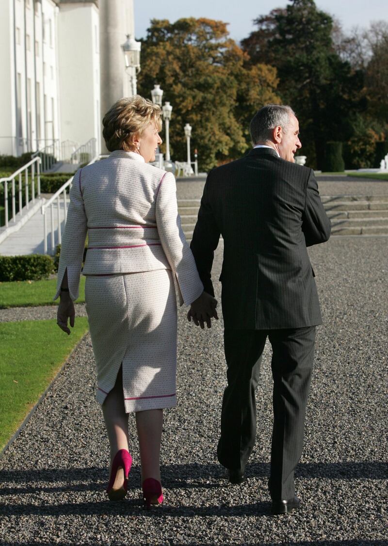 Mary McAleese and Dr Martin McAleese in the grounds before a reception in Áras an Uachtaráin. Photograph: Matt Kavanagh/The Irish Times