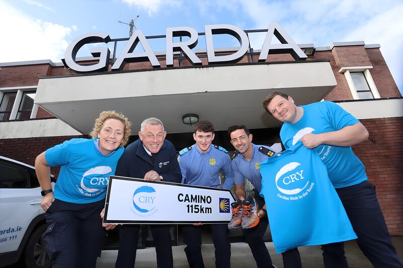 Garda Mary Gardiner, Liam Herlihy Cry Ireland, Garda Eoghan Walshe, Garda Aidan O'Mahony and Eoin O'Shea at the launch of Try for Cry.