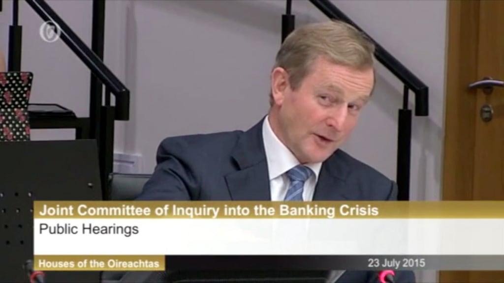 Taoiseach Enda Kenny addressing the Oireactas banking inquiry in July.