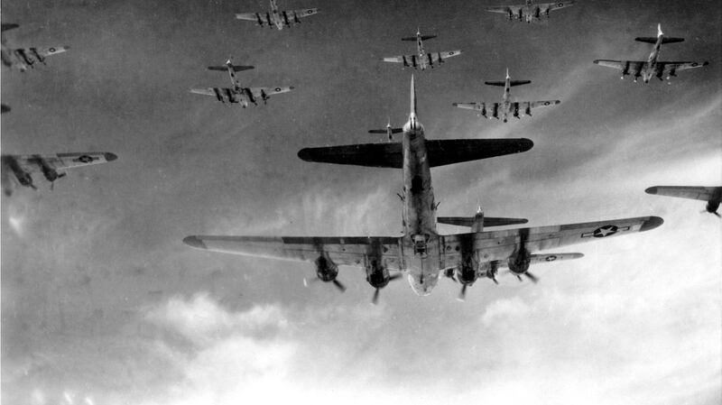A formation of American B-17 bombers pictured over Europe during World War Two. Dan McGovern filmed from many such bomber formations during what were extremely dangerous missions. Photograph: US Air Force.