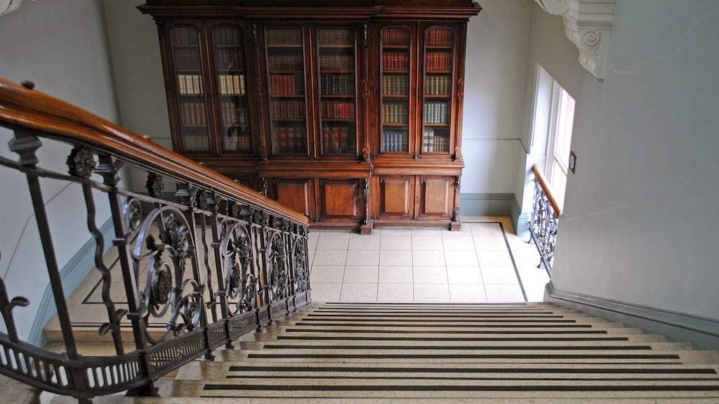 The staircase of Belfast Central Library: “A library has always been about imparting knowledge,” says librarian Trisha Ward, “and it grew from the whole idea of the Carnegie Libraries which were founded on the idea of social justice and addressing inequalities in society”