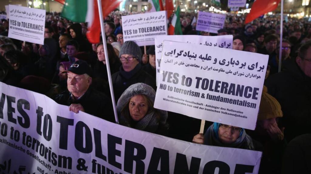 A vigil organised by Muslim groups in Berlin to commemorate the victims of the recent attacks in Paris. Photograph: Sean Gallup/Getty Images
