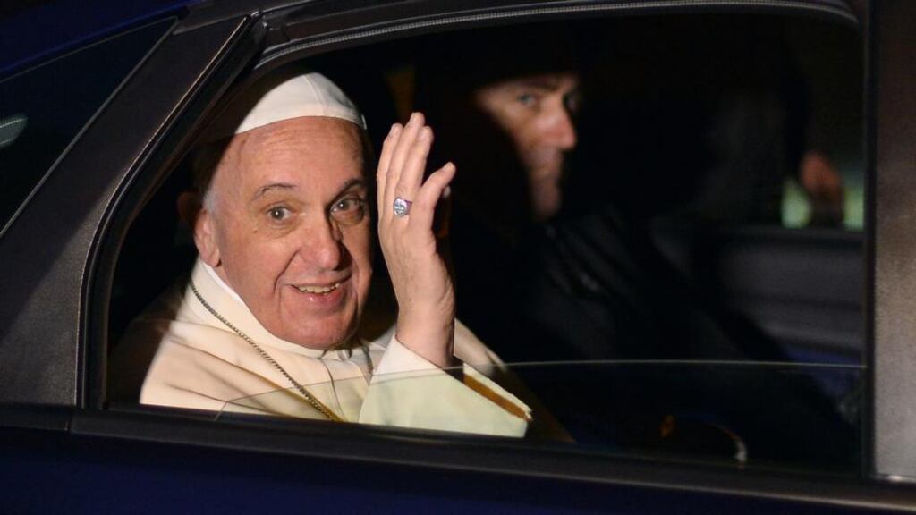 ‘Pope Francis wants a poor church and a church which reaches out to the poor. He challenges those who seem to think that we can continue to maintain an inward-looking Church, protected by safe closed doors, where we allow in only the purest of heart and where we rush back inside the moment we feel unconformable.’ Photograph: Alberto Pizzoli/AFP/Getty Images