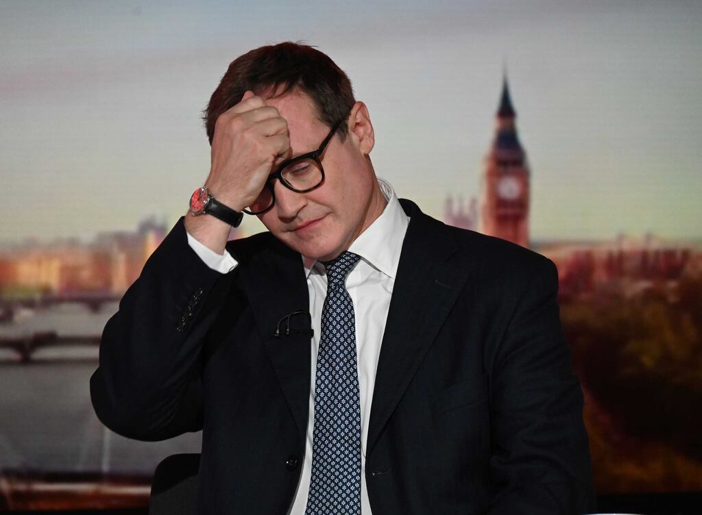 Tom Tugendhat, who has been eliminated from the race to become the next leader of the British Conservative party and UK prime minister, pictured over the weekend during an appearance on BBC One. Photograph: BBC