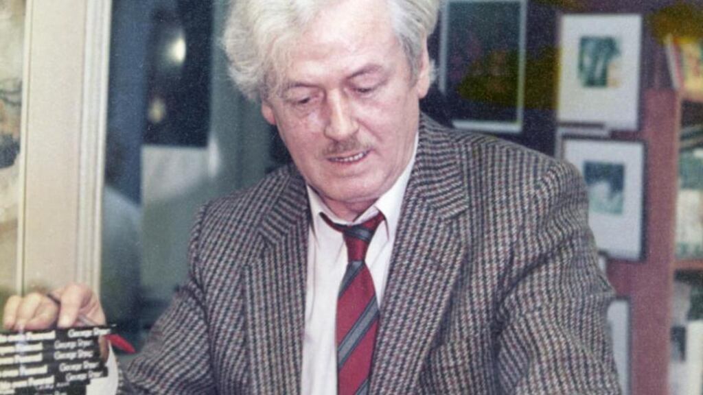 Former Irish Times bridge correspondent George Ryan at a book signing. Photograph: Kevin McMahon, Kenny’s Bookshop in Galway