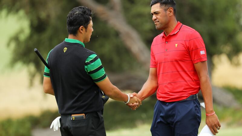 Hideki Matsuyama collapsed on the back nine against Tony Finau. Photograph: Warren Little/Getty