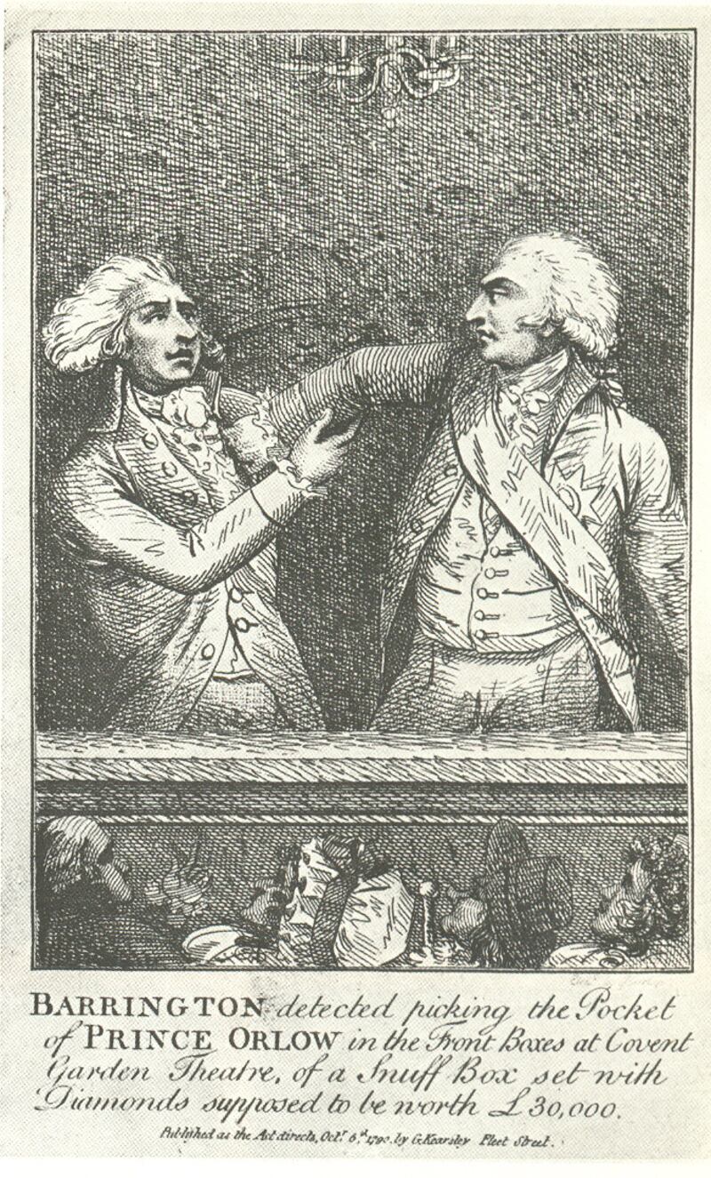 George Barrington caught pickpocketing Prince Orlow. Photograph: Wikimeida Commons