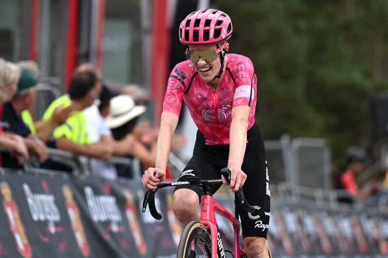 Archie Ryan (EF Education-EasyPost) crosses during the Vuelta a Burgos earlier this month. Photograph: Antonio Baixauli/Getty Images
