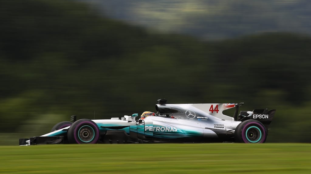 British driver Lewis Hamilton on track during practice for the Grand Prix of Austria at Red Bull Ring on Friday. Photograph: Clive Mason/Getty Images
