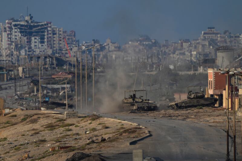 Israeli army tanks in Gaza. Photograph: Abdel Kareem Hana/AP