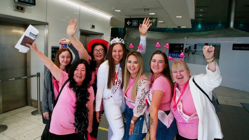 Hen party from Finglas.  Destination Benidorm. Photograph Nick Bradshaw
