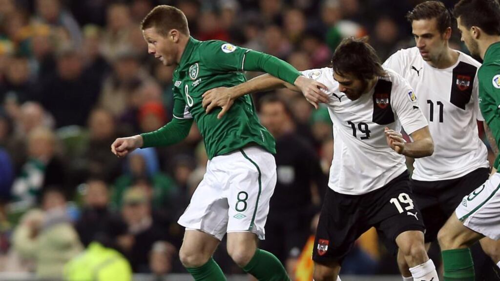 James Mccarthy in action for the Republic of Ireland. Photograph: Donall Farmer/Inpho