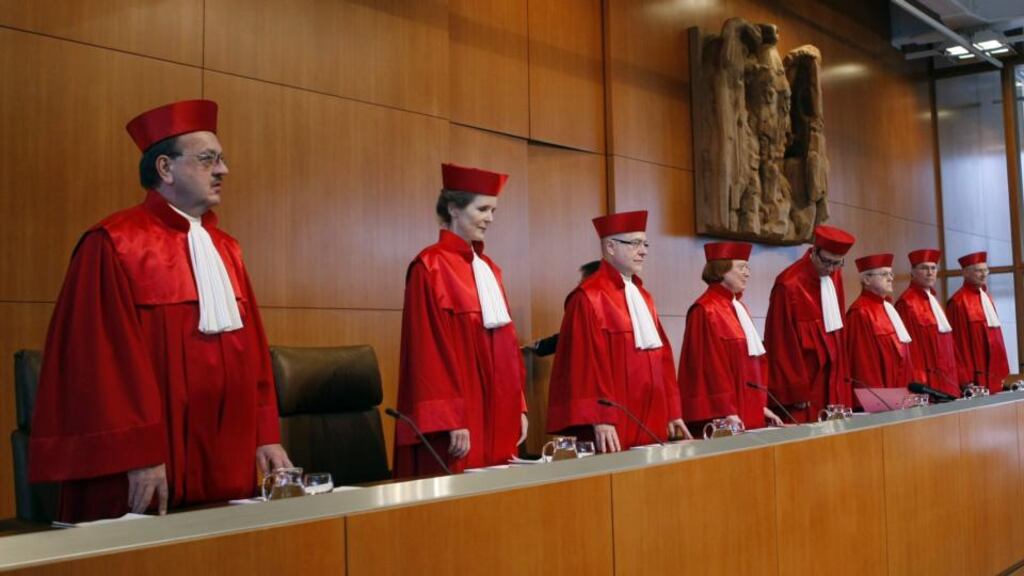 Germany’s constitutional court, where Bavaria and Hesse have filed a lawsuit claiming they are being penalised by a decades-old internal redistribution system for tax revenue. Photograph: Thomas Kienzle/Reuters