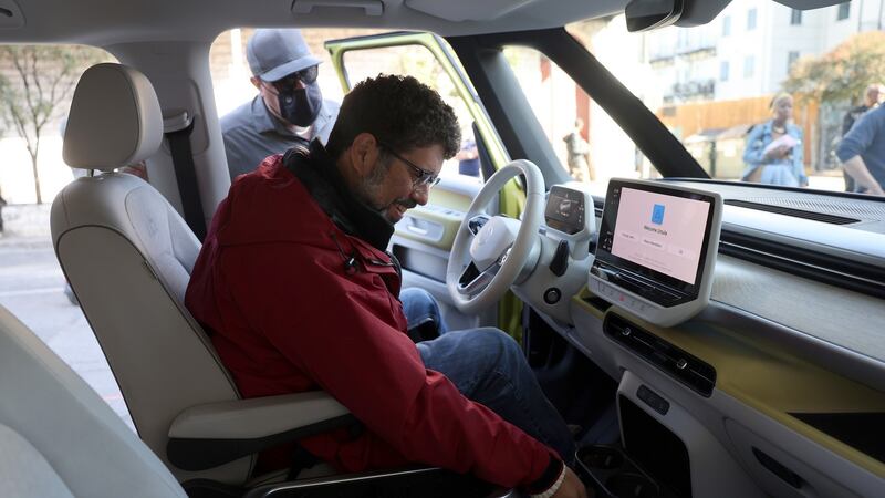 Guests engage with ID. Buzz at the ID. Buzz Stop during SXSW on March 13, 2022. Photograph: Roger Kisby/Getty