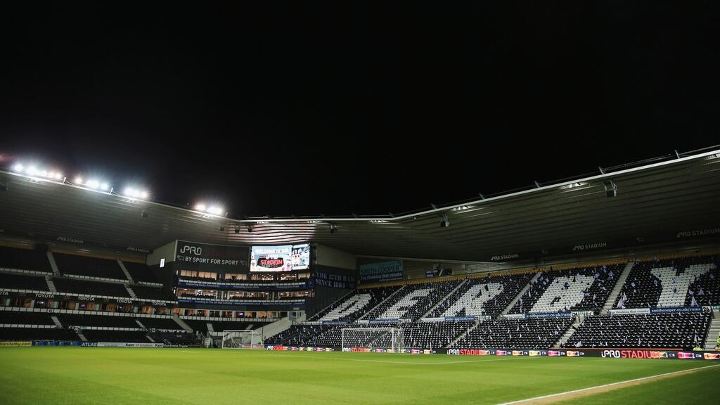 The away section at the iPro section where Manchester United fans were for their FA Cup clash with Derby County. Photo: Matthew Lewis/Getty Images