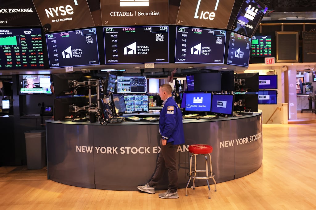 US shares struck new highs for the year on Friday, setting world stocks up for gains for the week. Photograph: Michael M Santiago/Getty