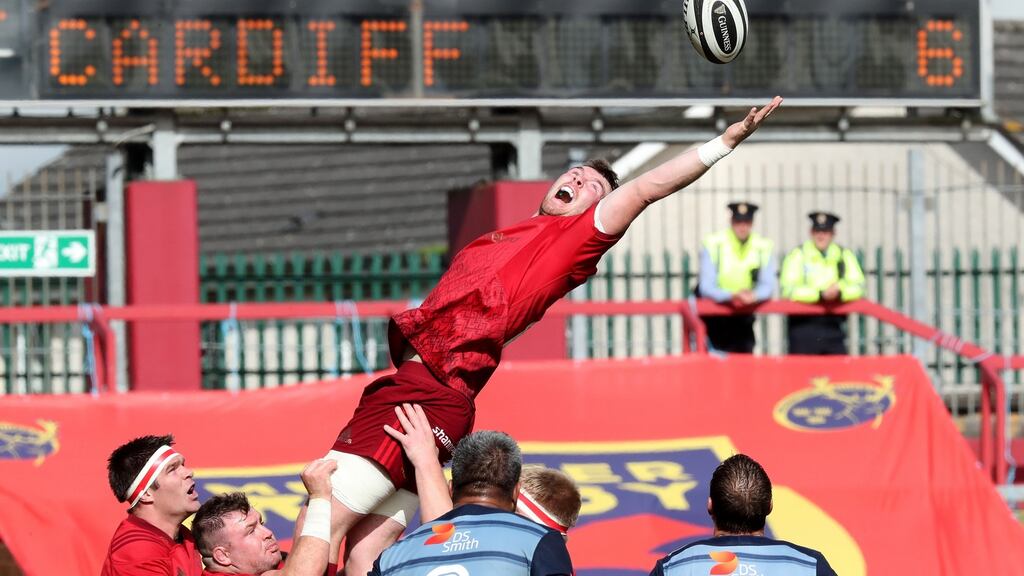 Munster’s Peter O’Mahony in action against Cardiff Blues last week. Photograph:  Billy Stickland/Inpho