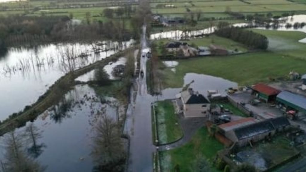 An aerial shot of the flooding around Lough Funshinagh in Co Roscommon in early January.