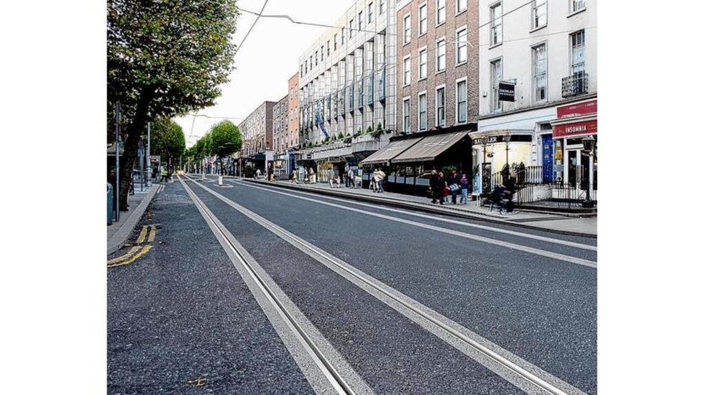 A photomontage showing the proposed Luas tracks on Dawson Street in Dublin