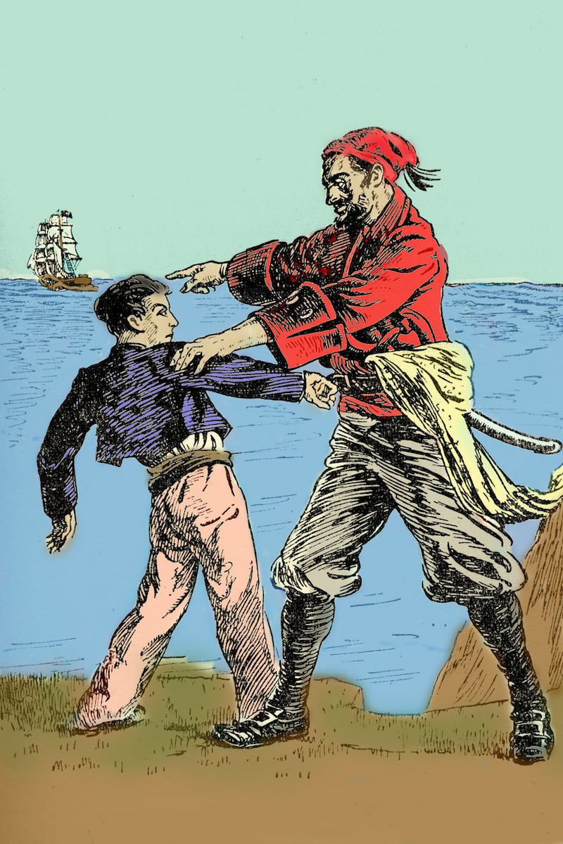 The Coral Island by Robert Michael Ballantyne, originally published 1858. Colourised version of an illustration by Graham Munro. Image: Culture Club/Getty