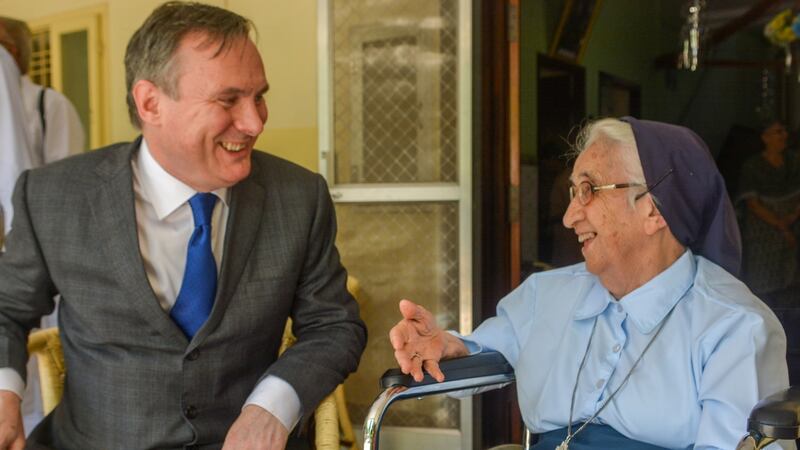 Sr Loreto with Irish Ambassador to India Brian McElduff, celebrating her Jubilee. Phogoraph: Justin George/ DTNEXT