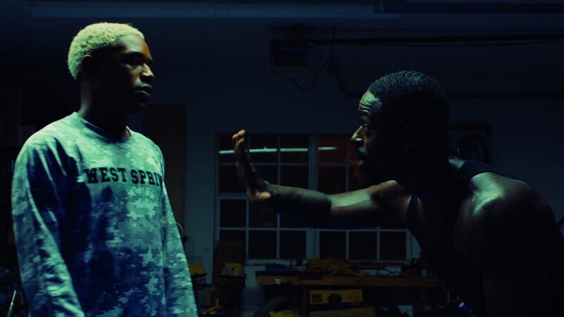 Kelvin Harrison Jr plays Tyler (left) while Sterling K Brown plays the role of his father in Waves.