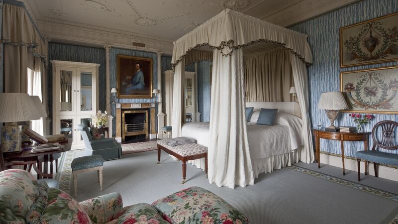 A bedroom at Ballyfin, where B&B this summer costs from €960 for a double room