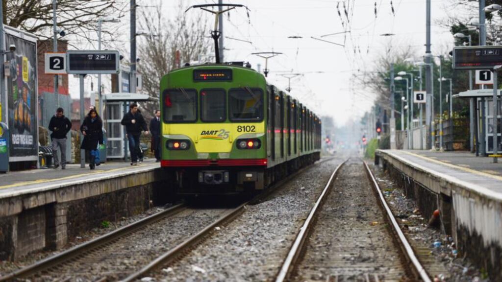 Commuters on Dublin’s Dart line experienced shorter busier trains this morning.Photograph: Bryan O’Brien / The Irish
Times