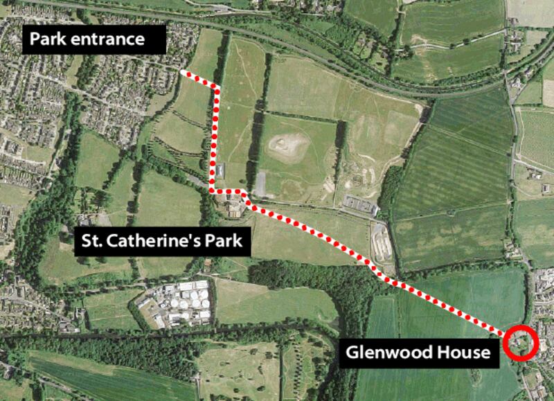 The route the prosecution said Boy B and Ana took as they walked towards Glenwood House before her murder