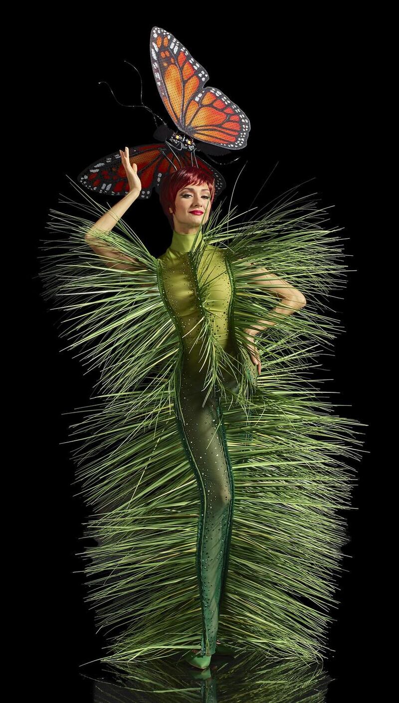 Vivid: Philip Treacy is design director of the revue, which includes Butterfly Woman. Costume design is by Stefano Canulli. Photograph: Robert Grischek