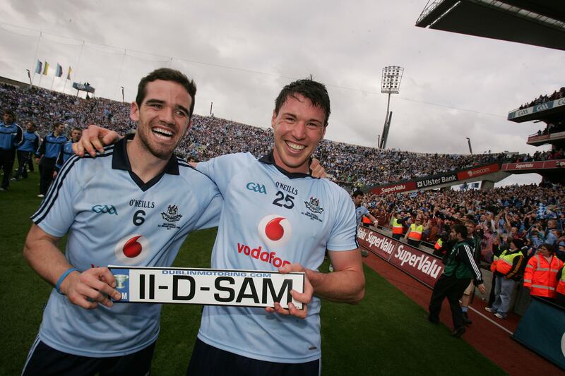 Ger Brennan and Eamon Farrell celebrate Dublin's 2011 All-Ireland win. Photograph: Alan Betson/The Irish Times