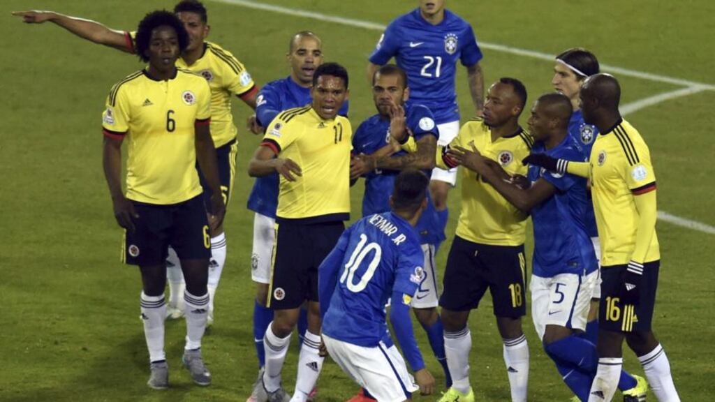 Neymar was sent off following Brazil’s 1-0 Copa America defeat to Colombia. Photograph: Afp