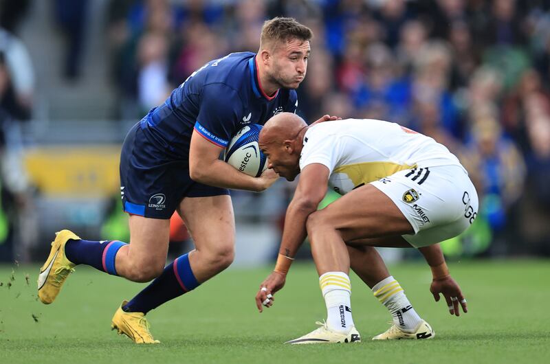 Against La Rochelle in the quarter-final Leinster's Jordan Larmour reminded us how dangerous he can be with sublime running and subtle distribution. Photograph: Billy Stickland/Inpho