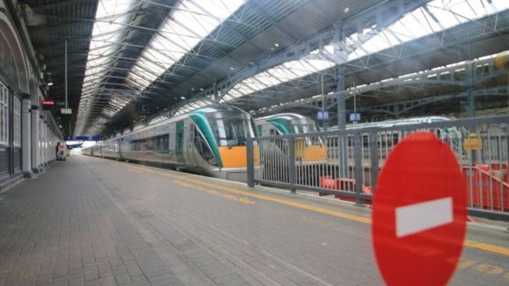 Delays on trains in and out of Heuston Station in Dublin due to an earlier major signal fault. Photograph: Nick Bradshaw