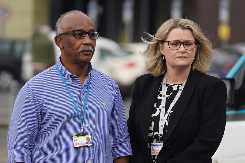 Clinical director Prof Obada Taha Yousif and general manager Linda O'Leary are aiming to establish a timeline for the safe reopening of portions of the hospital. Photograph: Brian Lawless