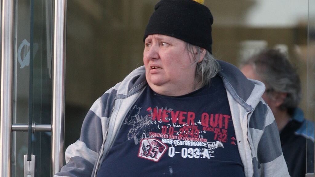 Ann Fennell, of Monastery Gate Green, Clondalkin, Dublin pleaded guilty to making persistent annoying phone calls and sending obscene or menacing phone messages to Aras an Uachtarain, the Department of Finance, the European Commission Representation, An Post Dublin Mail Centre and the constituency offices of three politicians. Photograph: Stephen Collins/Collins Photos