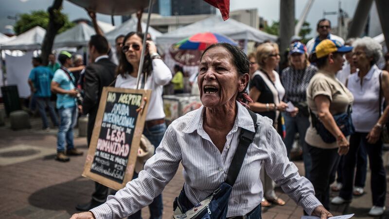 A protest of the country’s hospital crisis, in Caracas, Venezuela, on April 13th. Photograph: Meridith Kohut/New York Times