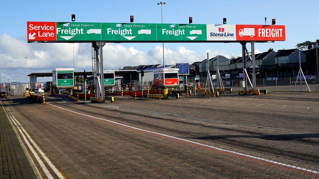 Every year, about 450,000 freight units pass through Holyhead, which is run by the Swedish shipping company, Stena Line. Photograph: Christopher Furlong/ Getty