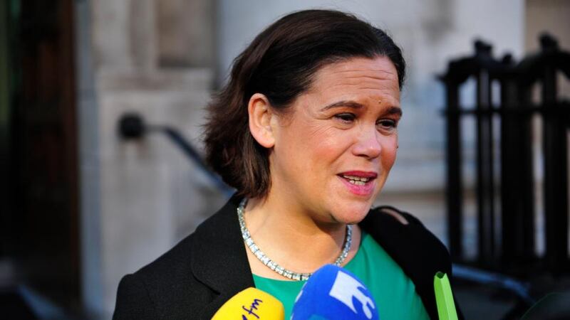 Sinn Fein TD Mary Lou McDonald outside the Department of Finance after meeting Minister for Finance Michael Noonan about the IBRC inquiry. Photograph: Aidan Crawley/The Irish Times
