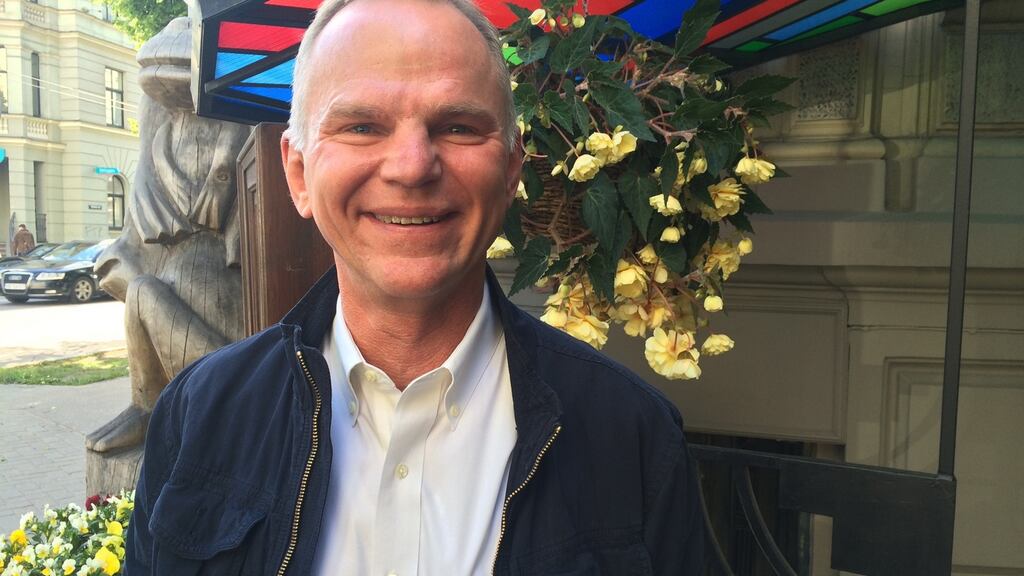 Juris Ulmanis, a Riga-based entrepreneur who is a member of Latvia’s volunteer national guard and a Baltic “elf”. Photograph: Daniel McLaughlin