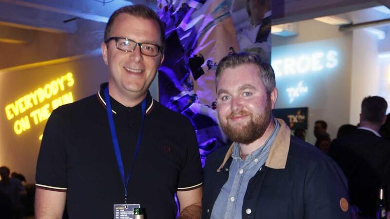 Presenters Joe Donnelly and Nialler 9 at the launch of the TXFM in the Chocolate Factory