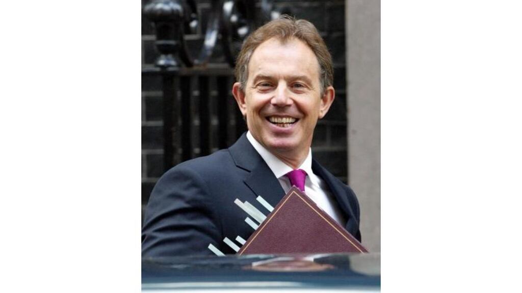The British Prime Minister, Mr Tony Blair, leaving 10 Downing Street on his way to the House ofCommons yesterday.