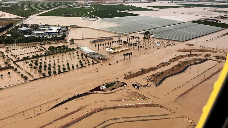 Another view of floods in the municipality of Los Alcázares on Friday. Photograph: Security and Emergencies Bureau/EPA/handout